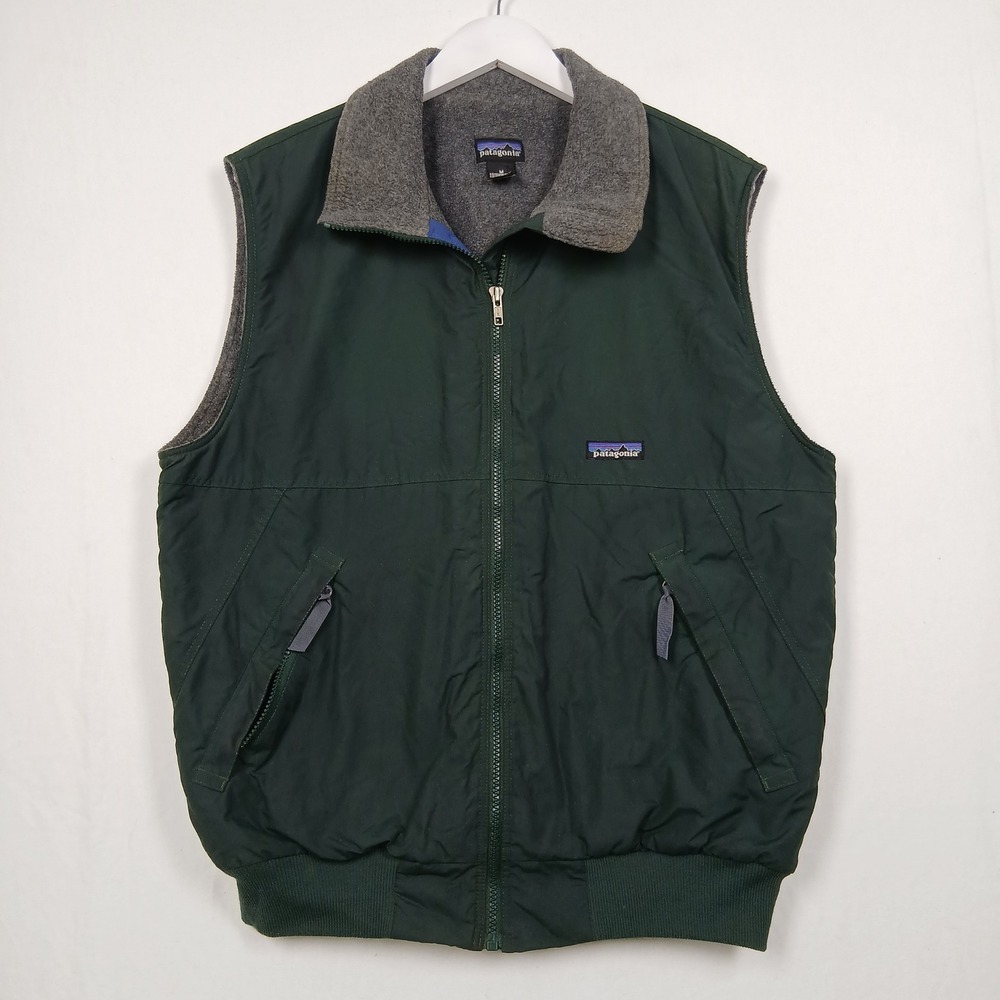 Patagonia Shelled Synchilla Vest Mens Green Fleece Lined Full Zip Jacket, Size M